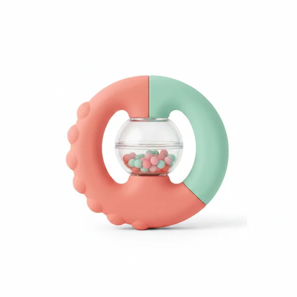 Bambebe mordedor y sonajero Montessori para bebés de 3 a 12 meses en silicona alimentaria